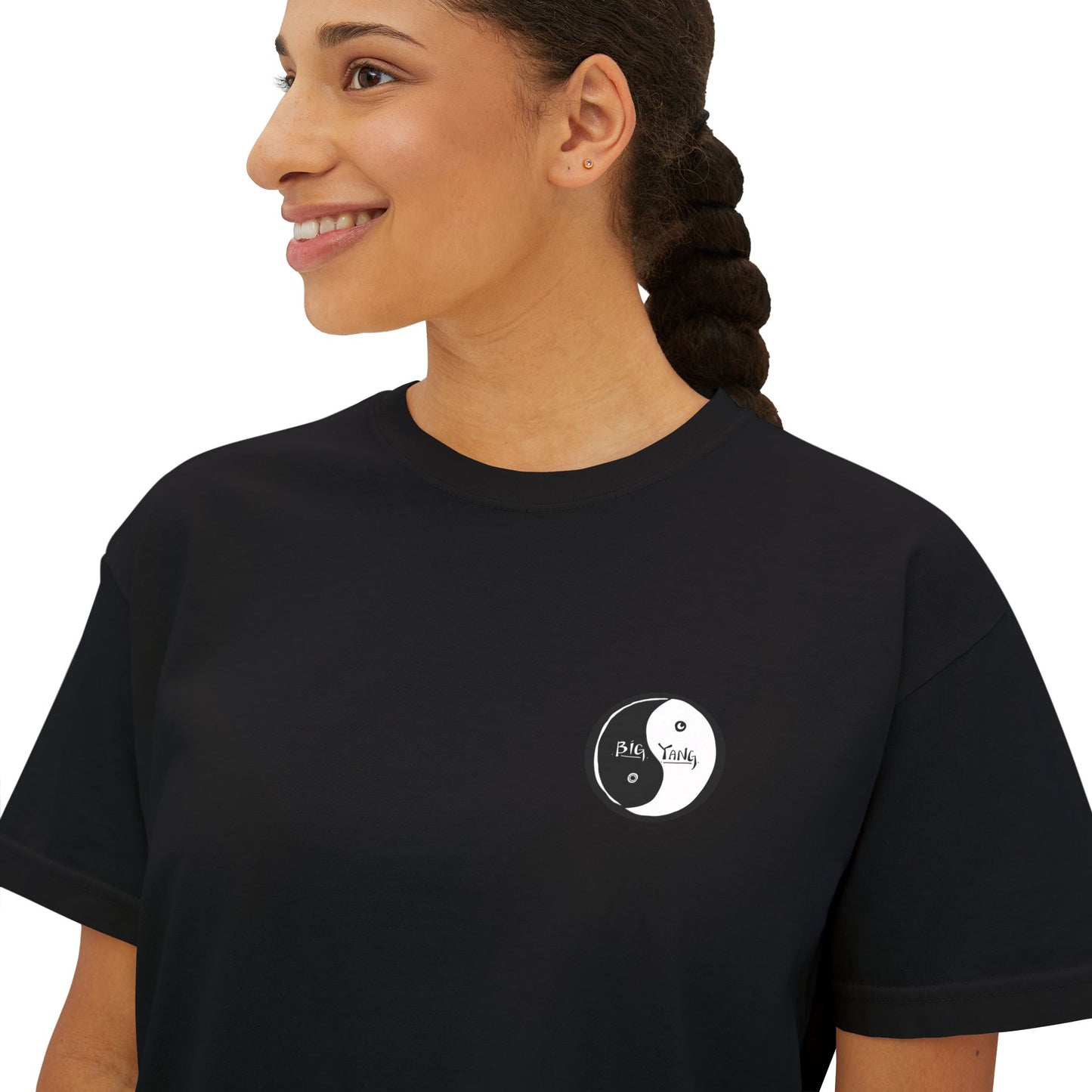 Big Yang Boxy Tee — Womens Black Graphic T-Shirt