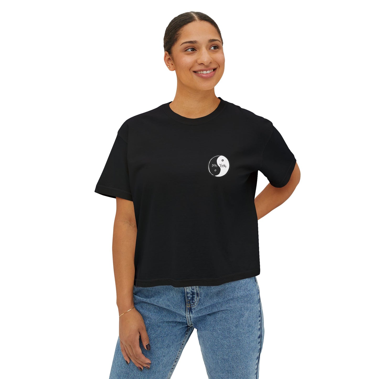 Big Yang Boxy Tee — Womens Black Graphic T-Shirt