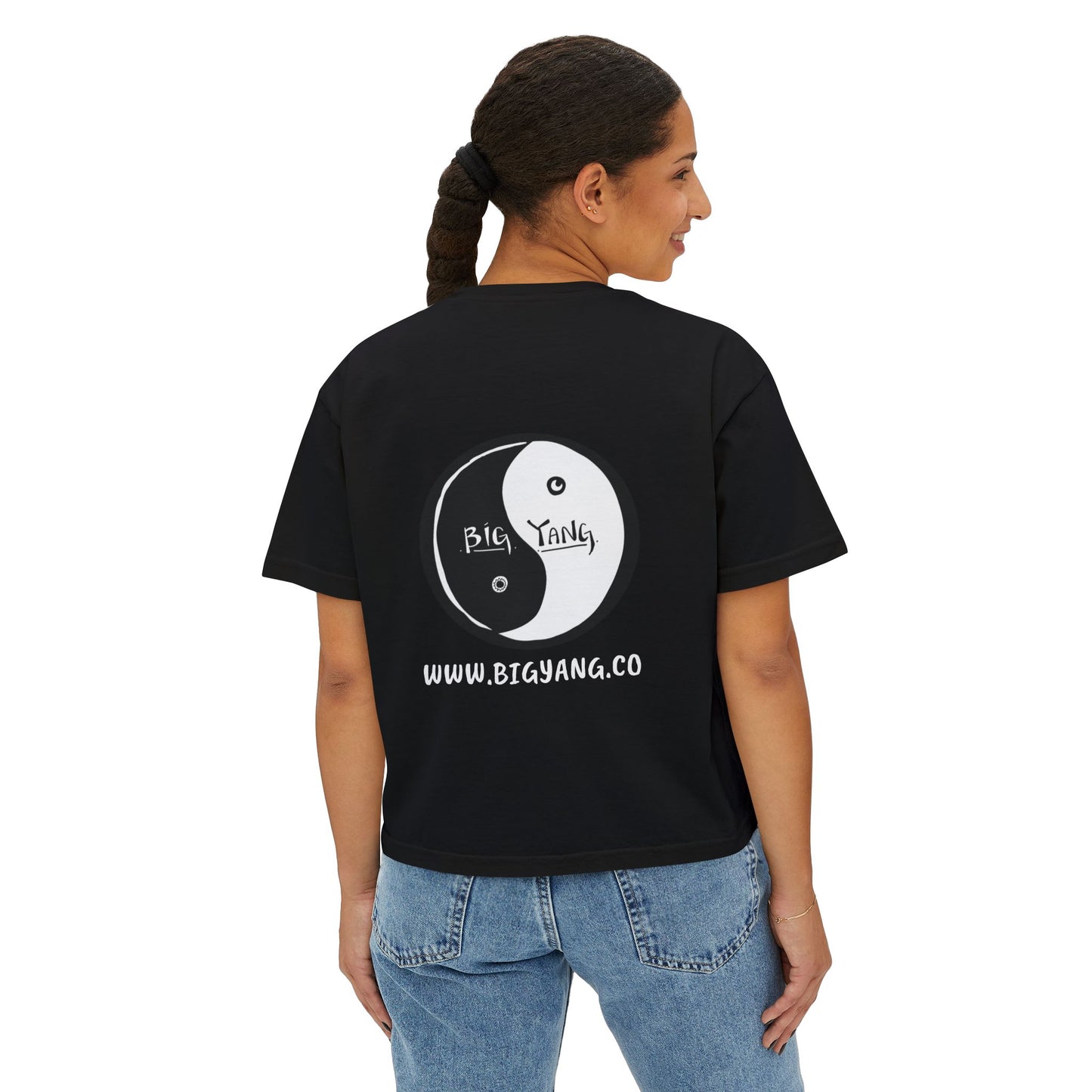 Big Yang Boxy Tee — Womens Black Graphic T-Shirt
